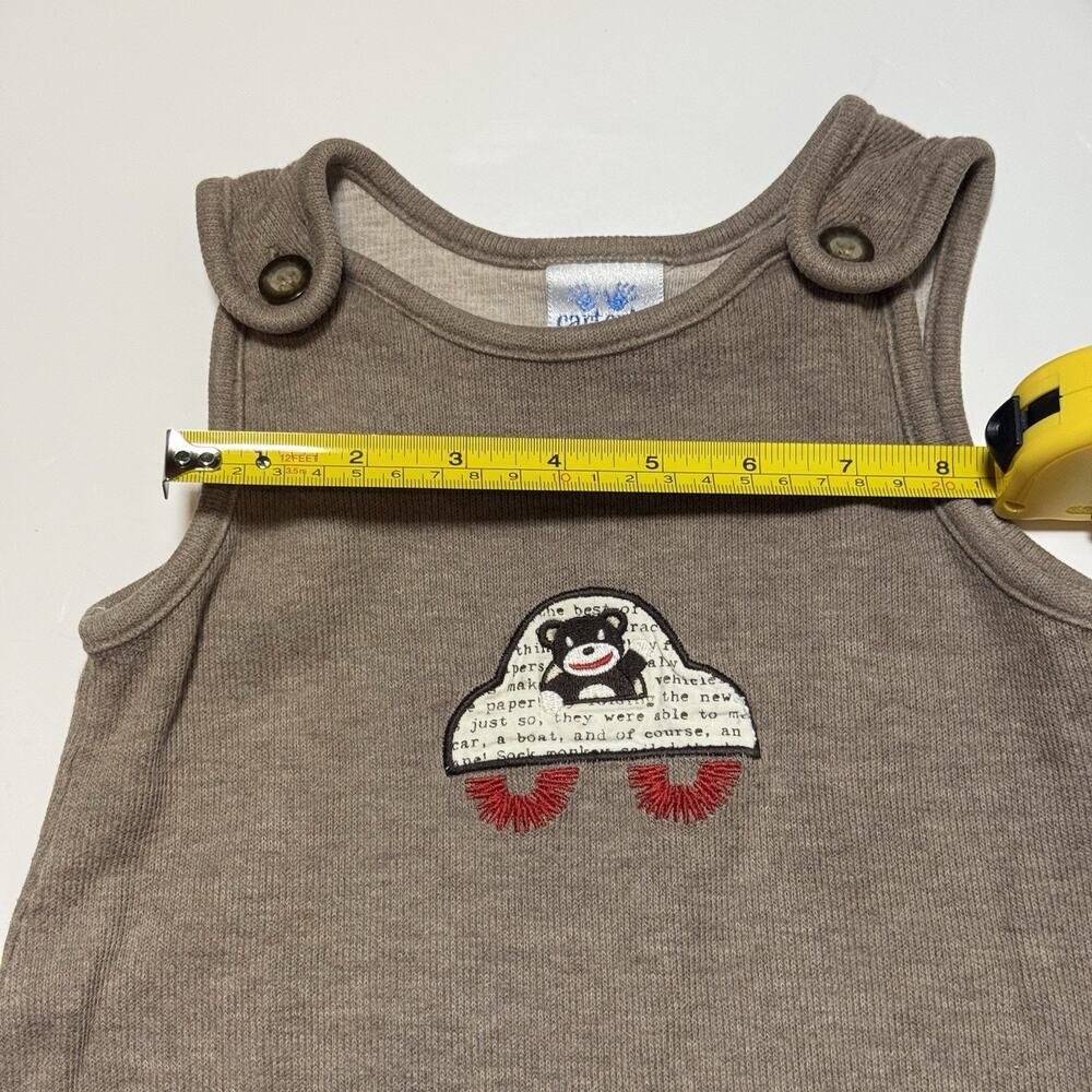 Vintage Carter’s Baby Romper Overalls 12M Brown Bear Car Applique One Piece - Picture 9 of 9